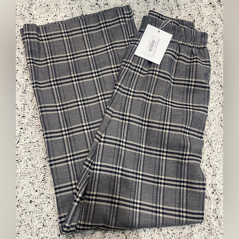 Chic Checkered Wide Leg Pants - Gray and White - Picture 1 of 3
